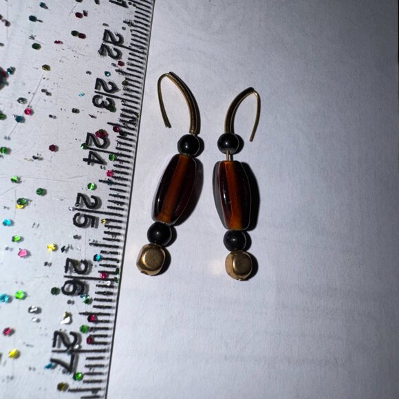 15 1/2" Beaded Gold, Black and Bronze Necklace and Earring Set - Picture 8 of 13